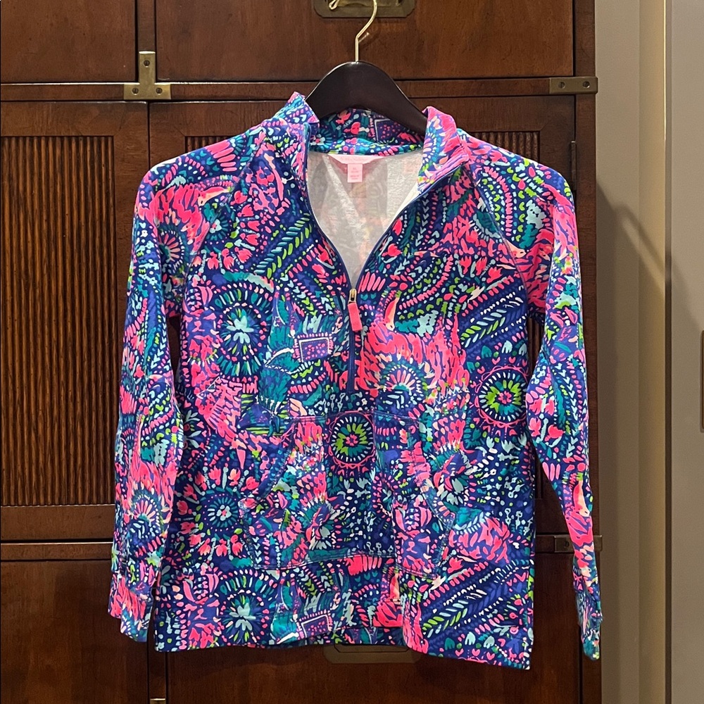Lilly Pulitzer Girls- Vibrant Multicolor Patterned Half Zip 12-14 y